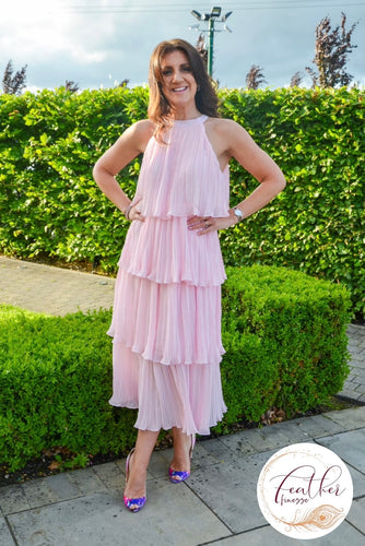 Halter Pleated Layered Dress