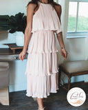Halter Pleated Layered Dress