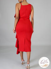 Load image into Gallery viewer, Red Plunge Ruffle Dress