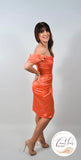 Orange Off Shoulder Corset Mini Dress