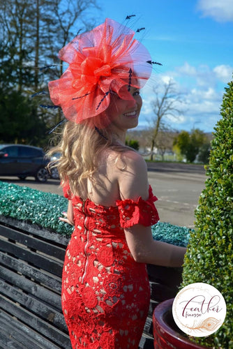 Red Crochet Midi Lace Dress