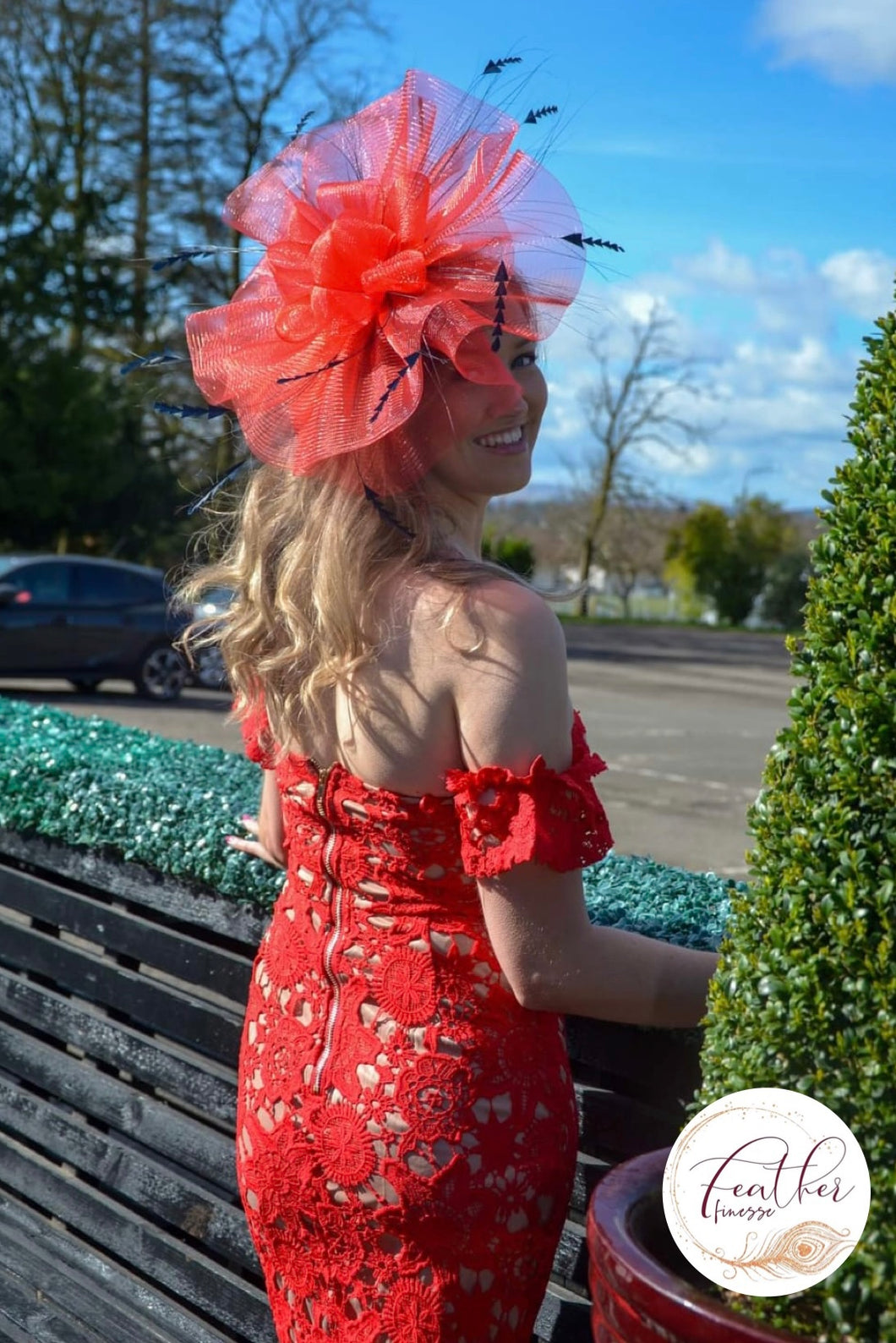 Red Crochet Midi Lace Dress Feather Finesse Red Crochet Midi Lace Dress Feather Finesse